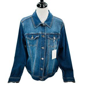 Ms. Cello Jean Jacket Womens 2XL Denim Dark Wash Button Down Long Sleeve NWT